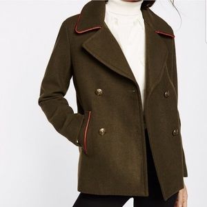 Express Green Piped Peacoat NWT